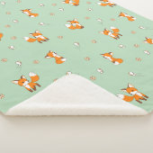 Couverture Sherpa Cute Little Foxes Motif sur Green (3/4)