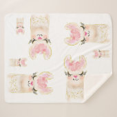 Couverture Sherpa Cute Llama Aquarelle Sherpa Blanche (Devant (Horizontal))