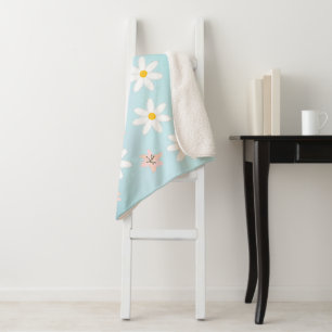 Couverture Sherpa Cute Modern Daisy Fleur de lys Rustique transparen