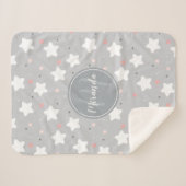 Couverture Sherpa Cute Night Sky with Custom Monogram et nom (Devant (Horizontal))