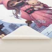 Couverture Sherpa Cute ninja guerrière fille & teddy (3/4)