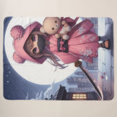 Couverture Sherpa Cute ninja guerrière fille & teddy (Devant (Horizontal))