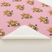Couverture Sherpa Cute Orange Chat Blanc Jouer Caricature Guitare (3/4)