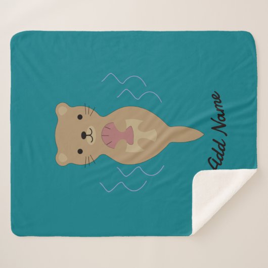 Couverture Sherpa Cute Otter (Devant (Horizontal))