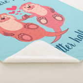 Couverture Sherpa Cute Otters Valentines Day Couple Personnalisé (3/4)