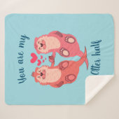 Couverture Sherpa Cute Otters Valentines Day Couple Personnalisé (Devant (Horizontal))