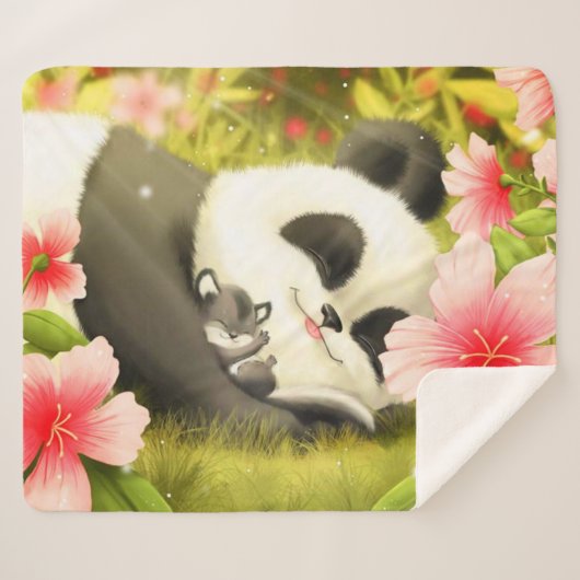 Couverture Sherpa Cute ours Panda (Devant (Horizontal))