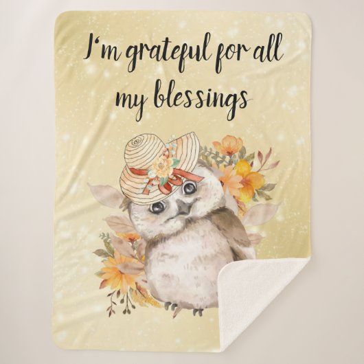 Couverture Sherpa Cute owl Farmhouse romantic wallpaper (Devant)