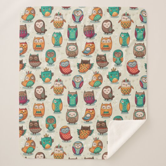 Couverture Sherpa Cute Owl Motif (Devant)