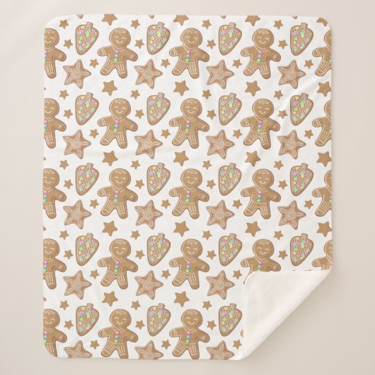 Couverture Sherpa Cute pain d'épices Noël Motif biscuit (Devant)