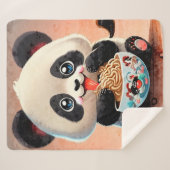 Couverture Sherpa Cute Panda manger Ramen (Devant (Horizontal))