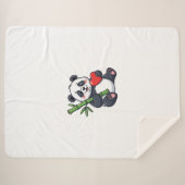 Couverture Sherpa Cute Panda with Bamboo Cozy Nature Illustration Bl (Devant (Horizontal))