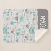 Couverture Sherpa Cute Pastel Dinosaur Motif (Devant (Horizontal))