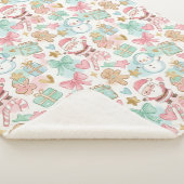Couverture Sherpa Cute Pastel Kawaii Winter Santa & Snowman Pattern (3/4)