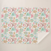 Couverture Sherpa Cute Pastel Kawaii Winter Santa & Snowman Pattern (Devant (Horizontal))