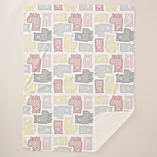 Couverture Sherpa Cute Pastel Llama Puzzle Pattern (Devant)