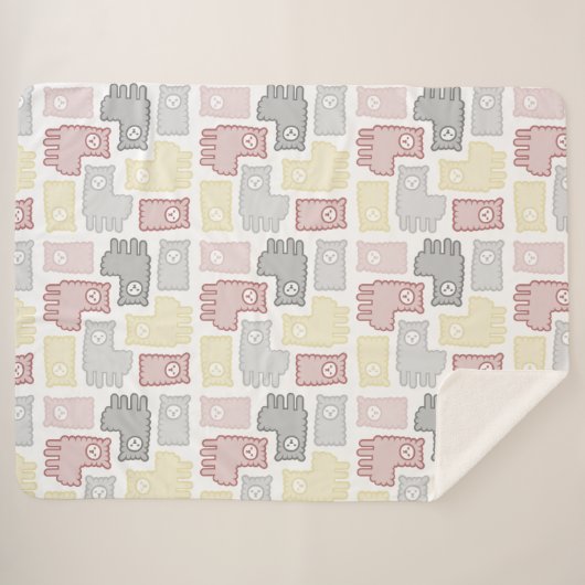 Couverture Sherpa Cute Pastel Llama Puzzle Pattern (Devant (Horizontal))
