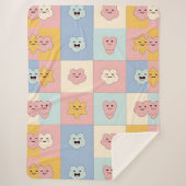 Couverture Sherpa Cute Pastel Patchwork Blanche (Devant)