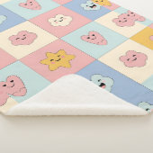 Couverture Sherpa Cute Pastel Patchwork Blanche (3/4)