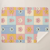 Couverture Sherpa Cute Pastel Patchwork Blanche (Devant (Horizontal))