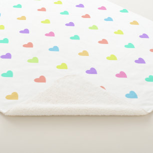 Couverture Sherpa Cute Pastel Rainbow Hearts Motif