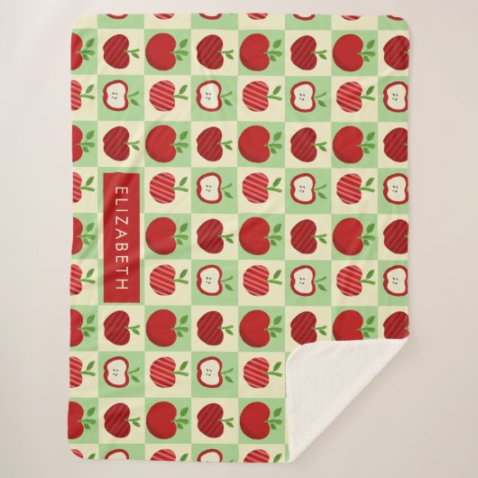 Couverture Sherpa Cute Personalized Apple Pattern Check Cozy Teacher (Devant)