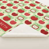 Couverture Sherpa Cute Personalized Apple Pattern Check Cozy Teacher (3/4)