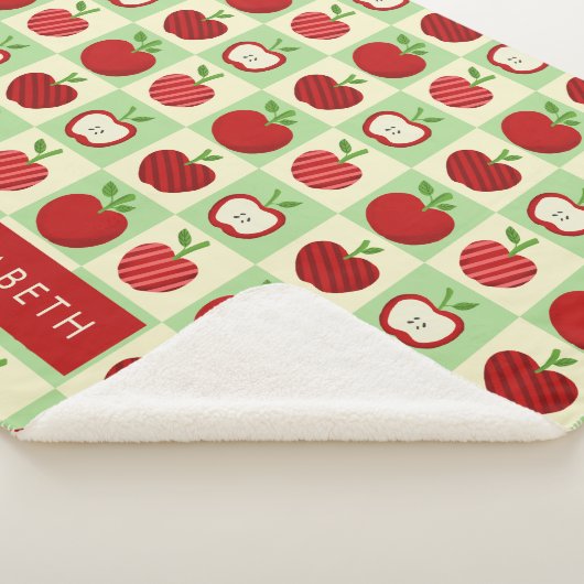 Couverture Sherpa Cute Personalized Apple Pattern Check Cozy Teacher (3/4)