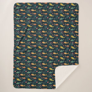 Couverture Sherpa Cute poisson d'or sous-marin Koi Motif Plante aqua