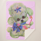 Couverture Sherpa cute poodle with pink telephone (Devant)