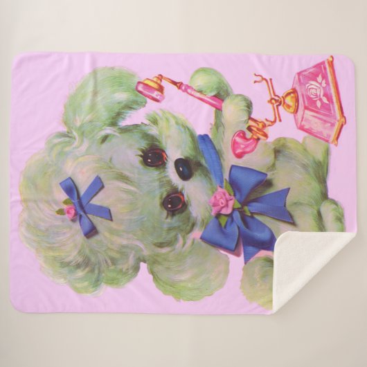 Couverture Sherpa cute poodle with pink telephone (Devant (Horizontal))