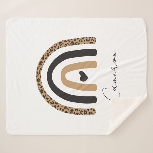 Couverture Sherpa Cute Rainbow Leopard Motif (Devant (Horizontal))