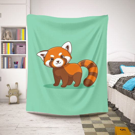 Couverture Sherpa Cute Red Panda on Green
