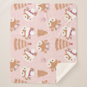 Couverture Sherpa Cute Reindeer Santa Hat pattern (Devant)