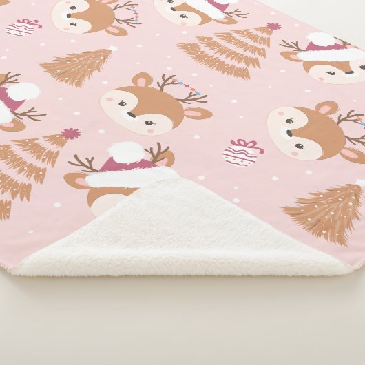 Couverture Sherpa Cute Reindeer Santa Hat pattern (3/4)