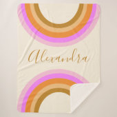 Couverture Sherpa Cute Retro Double arc-en-ciel Script personnalisé (Devant)