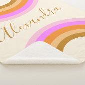 Couverture Sherpa Cute Retro Double arc-en-ciel Script personnalisé (3/4)