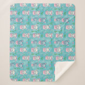 Couverture Sherpa Cute Rose Bleu Chatons dans des pots de fleurs (Devant)