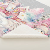 Couverture Sherpa Cute rose Snowman hiver Wonderland (3/4)