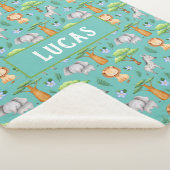 Couverture Sherpa Cute Safari Bébé Animaux Nom Personnalisé Sherpa (3/4)