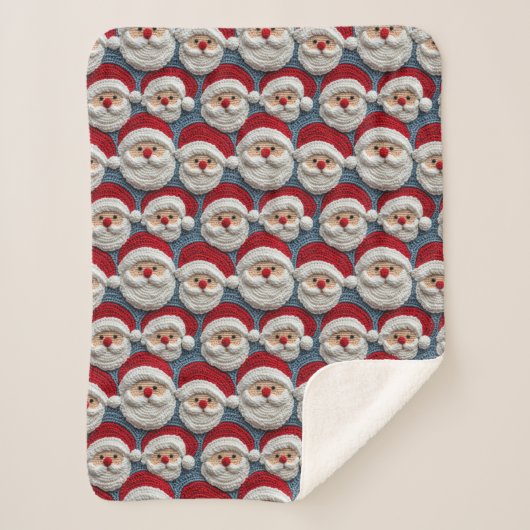 Couverture Sherpa Cute Santa Claus Crochet Motif (Devant)