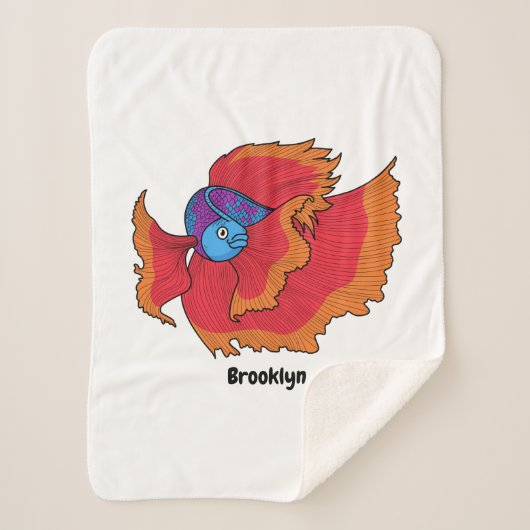 Couverture Sherpa Cute Siamese combat poisson betta dessin (Devant)