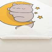 Couverture Sherpa Cute Sleeping Cat on Crescent Moon (3/4)
