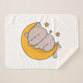 Couverture Sherpa Cute Sleeping Cat on Crescent Moon (Devant (Horizontal))