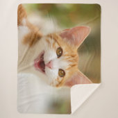 Couverture Sherpa Cute Smiling Kitten Face Funny Cat Meow (Devant)