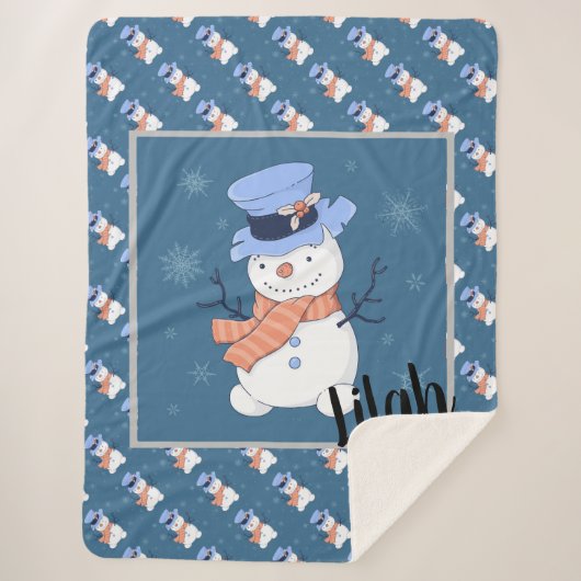 Couverture Sherpa Cute Snowman (Devant)