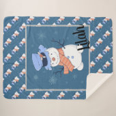 Couverture Sherpa Cute Snowman (Devant (Horizontal))