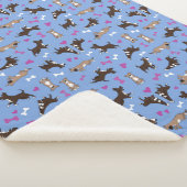 Couverture Sherpa Cute Staffy Lab Chien Blanc Bones Rose Coeurs Bleu (3/4)