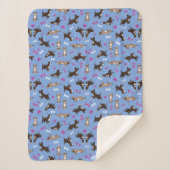 Couverture Sherpa Cute Staffy Lab Chien Blanc Bones Rose Coeurs Bleu (Devant)