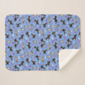 Couverture Sherpa Cute Staffy Lab Chien Blanc Bones Rose Coeurs Bleu (Devant (Horizontal))